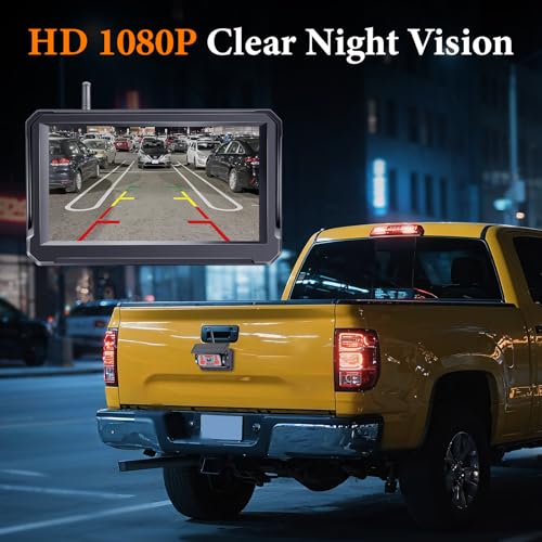 Image of 1080P HD Magnetic Wireless Backup Camera: Easy Install without Tools in Seconds - Clear Night Vision for Hitching & Parking - 25H Long Battery Life Solar Rear View Camera for Trucks, Pickups, Trailers