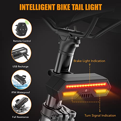 Panapo Bike Tail Light With Turn Signals-Wireless Remote Control Waterproof Bicycle Taillight-Usb Rechargeable Ultra Bright Safety Warning Bike Brake Rear Lights-Easy Installation #TOP2