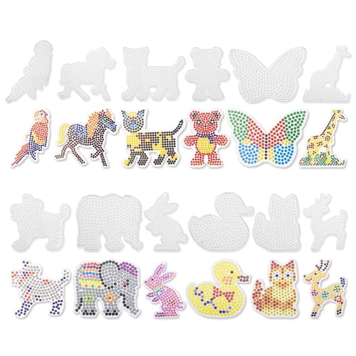 12 PCS 5mm Fuse Beads Boards Animal Shape Clear Plastic Fuse Beads Pegboards for Kids DIY Craft Bead