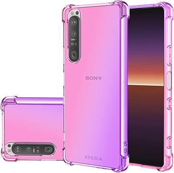 Case for Sony Xperia 1 III/Xperia 1III 5G XQ-BC72 Cute Case Girls Women, Gradient Slim Anti Scratch Soft TPU Phone Cover Shockproof Protective Case for Sony Xperia 1 III Pink/Purple