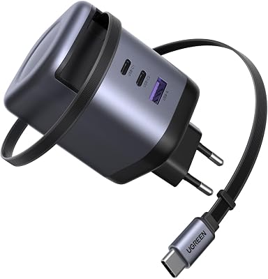 UGREEN Nexode 100W Caricatore Retrattile USB C GaN Alimentatore Rapido a 3 porte PPS 45W Compatibile con MacBook Pro Air Galaxy S26 iPhone 17 Pro Max Air/Serie 16-12