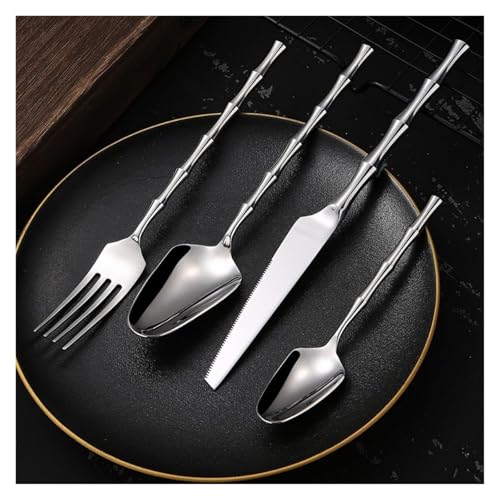 Ensemble de couverts 16 pièces avec couteau à steak et fourchette dorée - 4