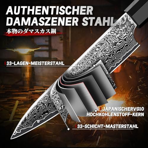 TIVOLI Damaszener Gemüsemesser - 5 Zoll Professionelles Japanisches Gebrauc – Ansicht 4
