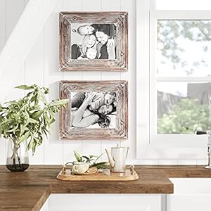 Barnyard Designs Rustic Wooden Picture Frame Western Farmhouse Tabletop or Wall Hanging Wood Picture Frame Distressed Barnwood Brown 8×10 2 Frames