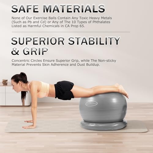 image for Fitvids Balance Ball with Inflatable Ring Base Kits, 65cm 26-inch Anti