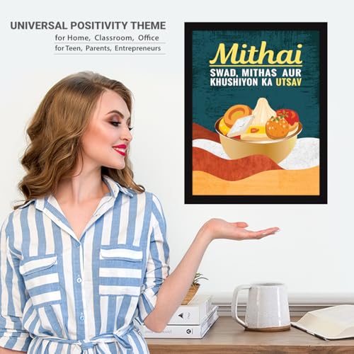 Image of Chaka Chaundh - Mithai poster - Dessert posters with frame - sweet quotes framed posterss - methai poster - Mithai posters - (14 X 11 inches)