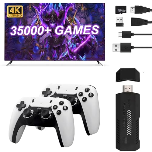 𝗡𝗲𝘄 X2PRO Retro Spielekonsole, 4K HD TV Retro Game Stick mit 64GB, über 35.000+ Klassische Spiele & 40 Emulatoren, Plug & Play Konsole mit 2 drahtlosen 2.4G Controllern