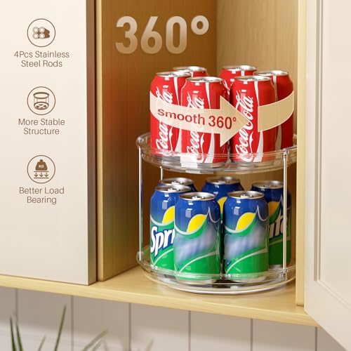 LAMU 2 Tier Lazy Susan Turntable Organizer 9.25'' Rotating Spice Rack Organization for Cabinet, Kitchen, Pantry, Countertop, Bathroom, Vanity,