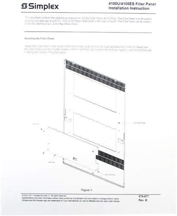 Schema di istruzioni per l'installazione del pannello di riempimento Simplex 4100U/4100ES