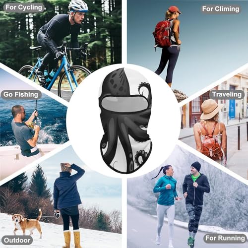 Balaclava para Hombre Máscara de Esquí para Mujer Clásica Negra Pulpo Cubierta Facial Completa para Ciclismo miniatura 6
