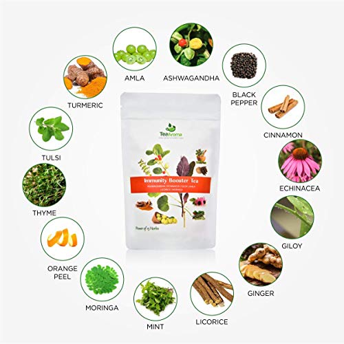 Image of Immunity Booster Tea with Ashwagandha | Natural Stress Relief & Energy-Boosting Herbal Tea | Supports Immune System, Promotes Wellness & Healthy Habits | 200g