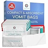 Medi Grade Absorbent Sick Bags for Car Travel, Boat or Plane, Pack of 10 - Leakproof Travel Sickness Vomit Bags with Zero Odour – No-Mess Travel Sick Bags for Kids Turn Vomit to Gel, 750ml/Sick Bag