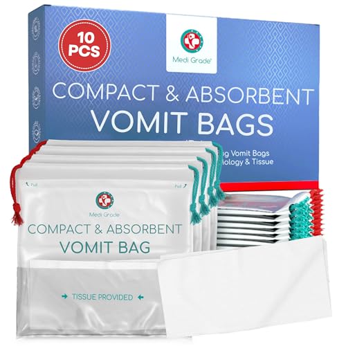 Medi Grade Absorbent Vomit Bags Disposable for Adults and Kids,