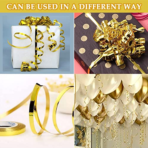 Image of AMFIN (Pack of 12) Gold Ribbon for Gift Wrapping /Gold Ribbon for Decoration /Ribbon Gold Color /Ribbon for Christmas Tree /Golden Ribbon for Balloon Decoration /Packing Ribbon for Gifts