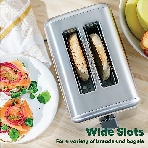 BELLA 2 Slice Toaster, Quick & Even Results Every Time, Wide Slots Fit Any Size Bread Like Bagels or Texas Toast, Drop-Down Crumb Tray for Easy Clean Up, Stainless Steel - Image 4