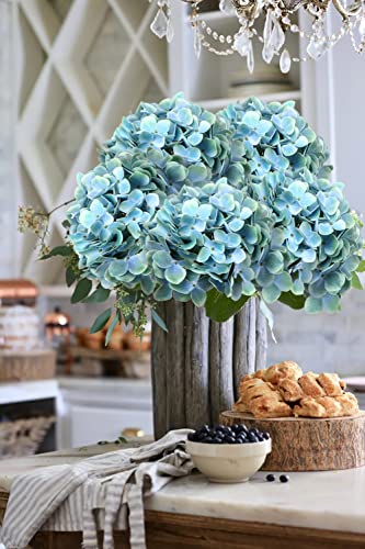 Artificial Blue Hydrangeas Tall Artificial Hydrangea Stems 24.8" Faux Hydrangea Silk Flowers Fake Hydrangea Resuable For Party,Home,Office Decor, Artificial Flower Perfect For Wedding Decor Gift-2 #TOP3