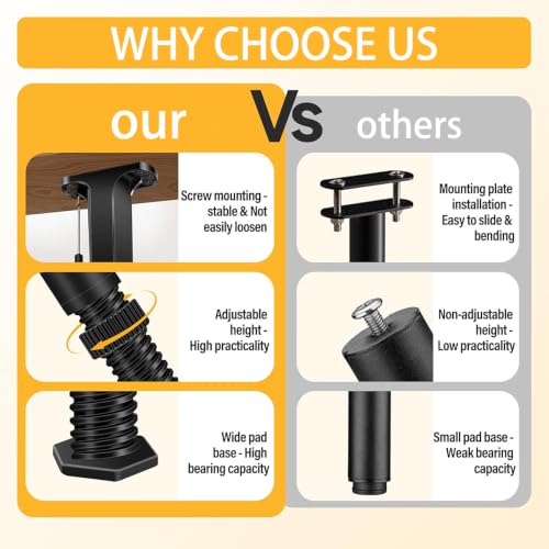 Image of 4pcs Telescopic Bed Support Legs for Pallet, Platform & Wooden Bed Frames