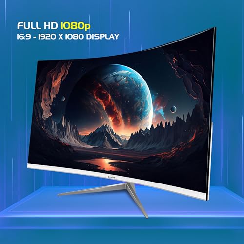 Image of Zebion 24 Inch (60.45cm), FHD Curved Led Monitor Crista Series, IPS Panel, 1920x1080 Pixel with Max Resolution, 75Hz,HDMI, VGA, Wall Mountable, Fast Response Time, 3 Year Warranty
