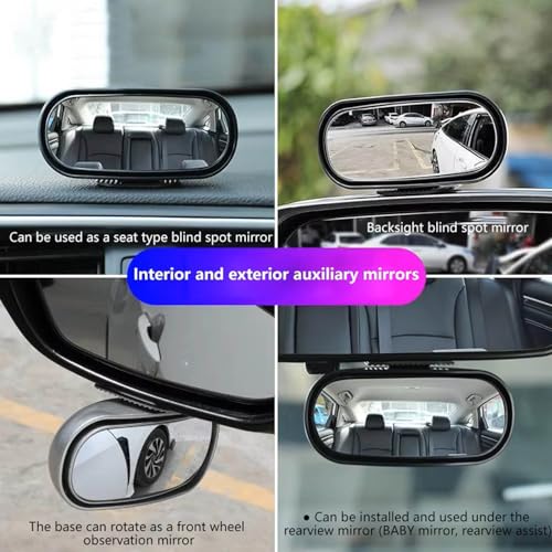 Espejo de coche de punto ciego exterior izquierdo regulable retrovisor gran angular HD negro 4