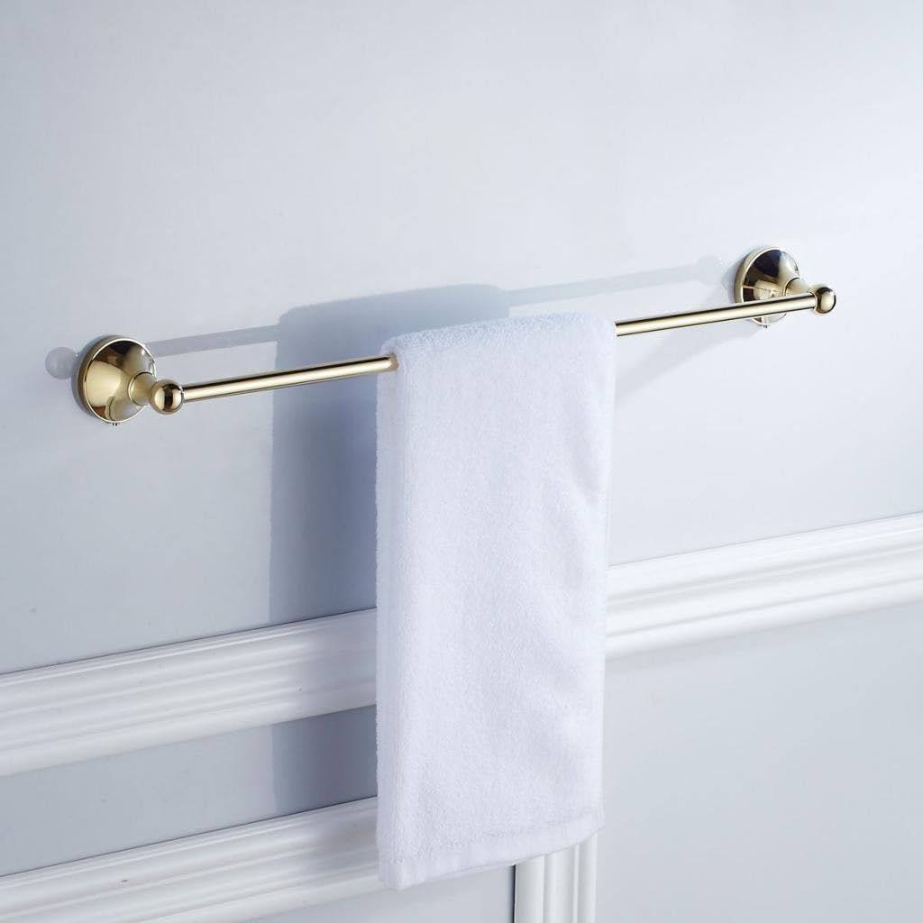 Luxury Golden Brass Wall Mounted Towel Ring for que Bathroom and Kitchen Decor, Space-Saving and Rust-Proof Design, Complete with Mounting Accessorie - Golden, 1 Line