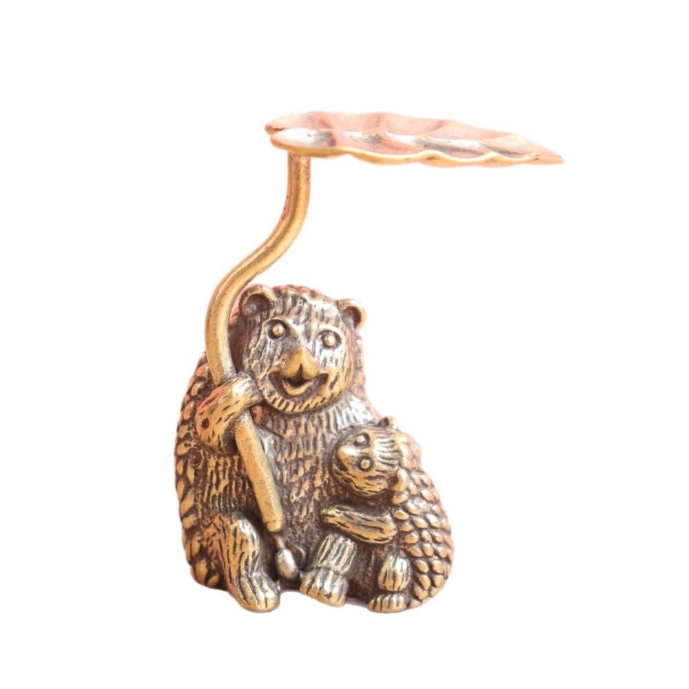Huffa Brass Hedgehog Animal Sculpture Copper Tea Pet Ornament Home Decor