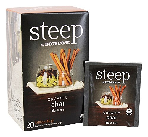 Steep Organic Chai Black Tea 20 Count Box (Pack Of 1), Certified Organic, Gluten-Free, Kosher Tea In Foil-Wrapped Bags #TOP20