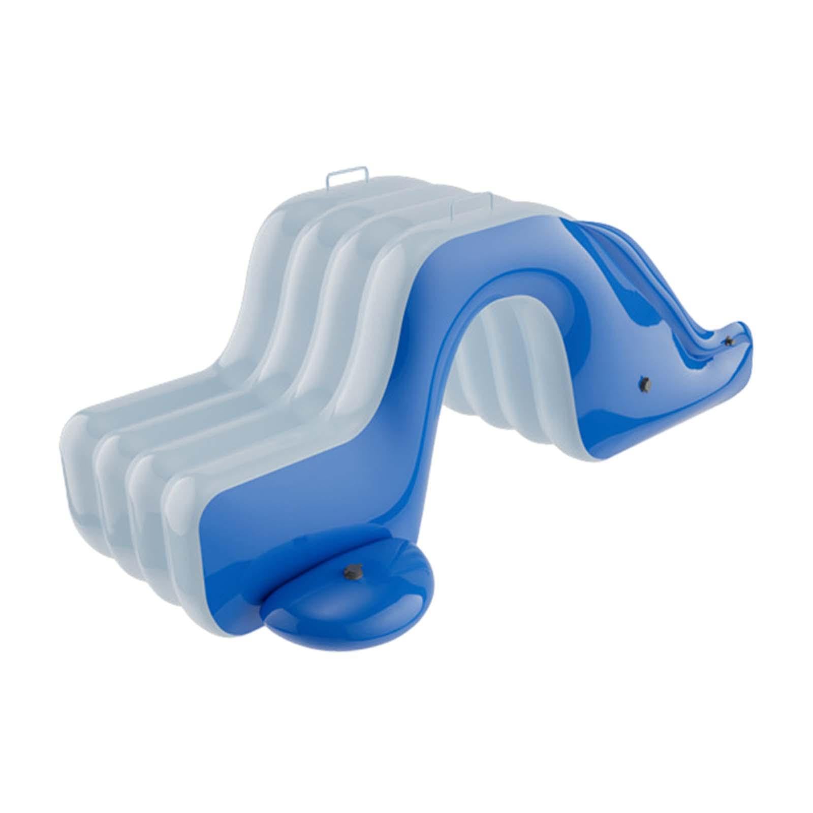 Inflatable Pool Slide, PVC Portable Water Slide, Fun Outdoor Game, Easy to Inflate for Patio, Balcony, Above Ground Pool, Blue and White