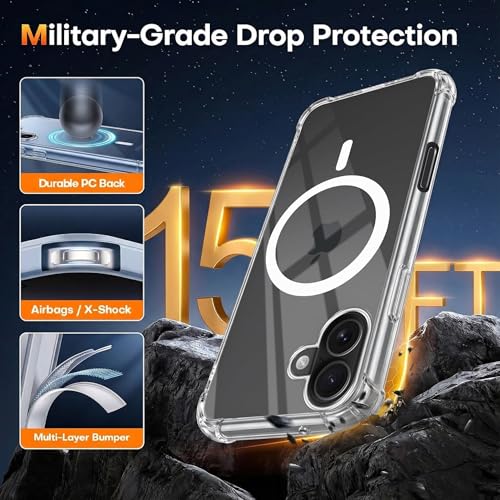 Image of Jkobi Shockproof Crystal-Clear Back Cover for Apple iPhone 16 Plus (Magsafe Wireless Support | Drop & Camera Protection | Hard Polycarbonate)
