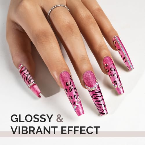 Image of MelodySusie Pink Glitter Gel Nail Polish,0.5fl oz Nails Soak Off UV LED Strawberry Pink Shimmer Gel Polish Gift for Women Nail Art Manicure Salon DIY Nail Design Decoration at Home-1749