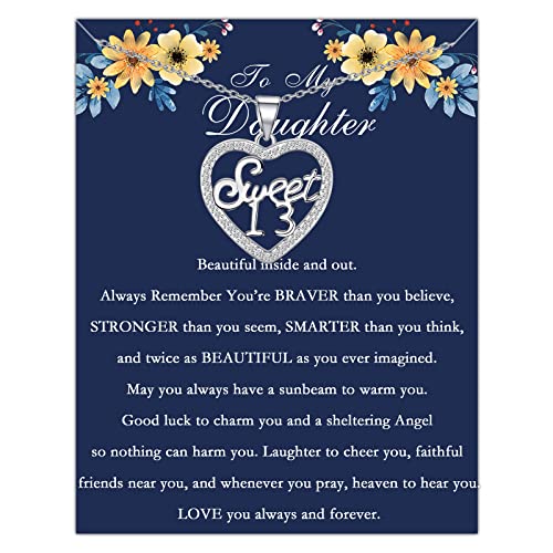 FUSTMW 13th Birthday Necklace Sweet 13 Gifts 13 Year Old Birthday Jewelry Gifts Sweet Thirteen Birthday Gifts