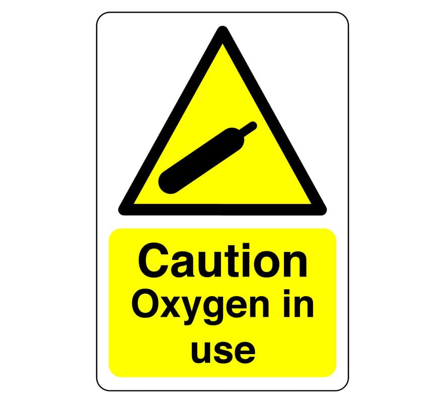 Safety First Display LTD Caution Oxygen in use sign - High tack self-adhesive sticker (600mm x 400mm) Viewing Distance within 20m.
