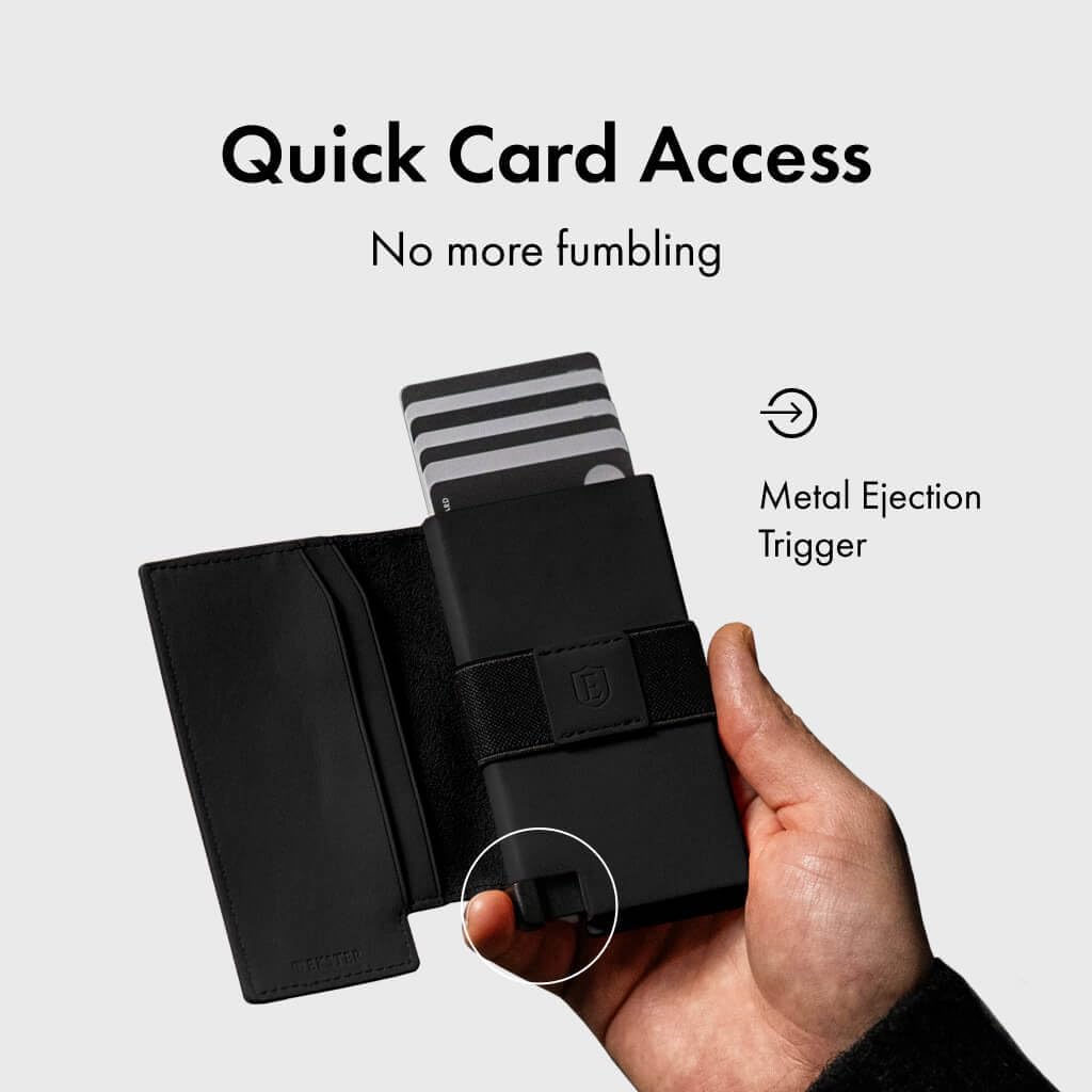 Ekster Men's Wallet PRO | RFID Blocking Parliament Leather Minimalist Wallet | Holds 12 Cards & Cash | Slim Cardholder for Men w/Push Button Designed for Quick Card Access | Black