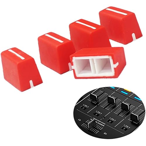 5pcs Universal Fader Knobs Replacement Fader Cap Slider for DJ Controller Mixer Console Pioneer Pioneer DJM、DDJ、XDJ, Denon Numark AKAI RANE VESTAX (Universal Red Hats)