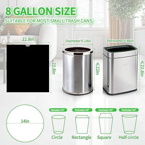Image of 100 Count Small Trash Bags for 8-Gallon (30 L) Trash Cans, Thick Pre-separated Garbage Bags,Mini Wastebasket can Liners for Bathroom Bedroom Office(Black)