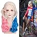 Produktbild Batman Selbstmordkommando Harley Quinn Hot Sale Cosplay Perücken für Frauen Lange lockige hitzebeständige synthetische Perücke rosa blau Pferdeschwanz