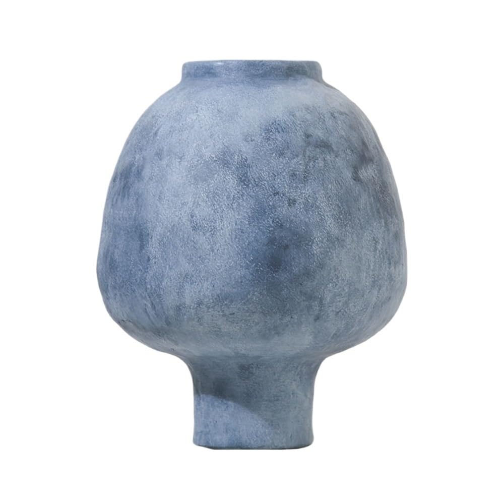 B3f7m4r9j2 Blue Vase Solid Color Retro Ceramic Vase Living Room Desktop Decorative Ornaments Furniture Study Office Simple Flower Arrangement(Blue)