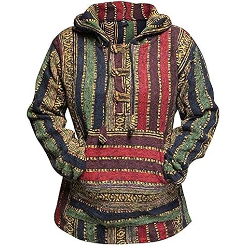 SHOPOHOLIC FASHION Women Multicolored Hippie Pullover Hoodie Boho Baja (XL,Maroon) Cover