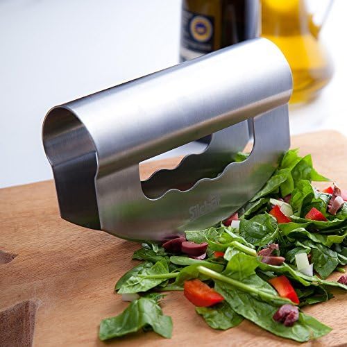 Mezzaluna - Salad Chopper knife with Double Blade Protective Covers - Multipurpose Premium Stainless Steel Herb Chopper Mincing knife by Silchef