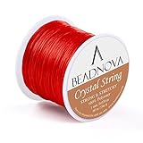 BEADNOVA 1mm Elastic Stretch Polyester Crystal String Cord for Jewelry Making Bracelet Beading Thread 60m/roll (Red)