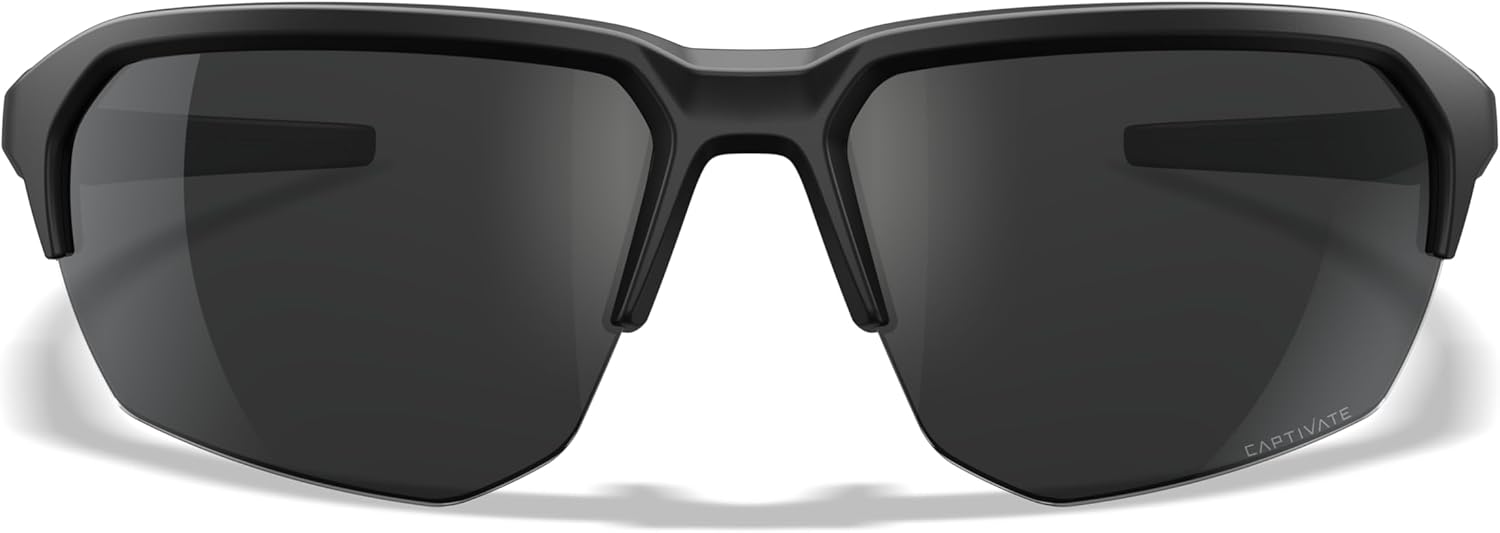 Wiley X JAKL Captivate Polarized Sunglasses, Safety Glasses for Men and Women, UV Eye Protection for Shooting and Outdoor Matte Black Frames, Black Mirror Lenses