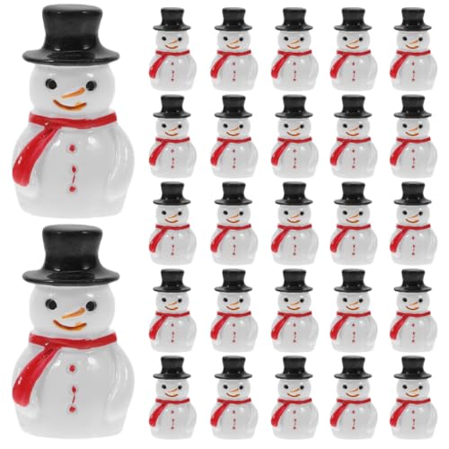 GOOHOCHY 50pcs Miniature Snowman Figurines Resin Christmas Ornaments for Indoor Outdoor Decoration Cute Xmas Decor for Home Garden Office for Festive and Diy Projects