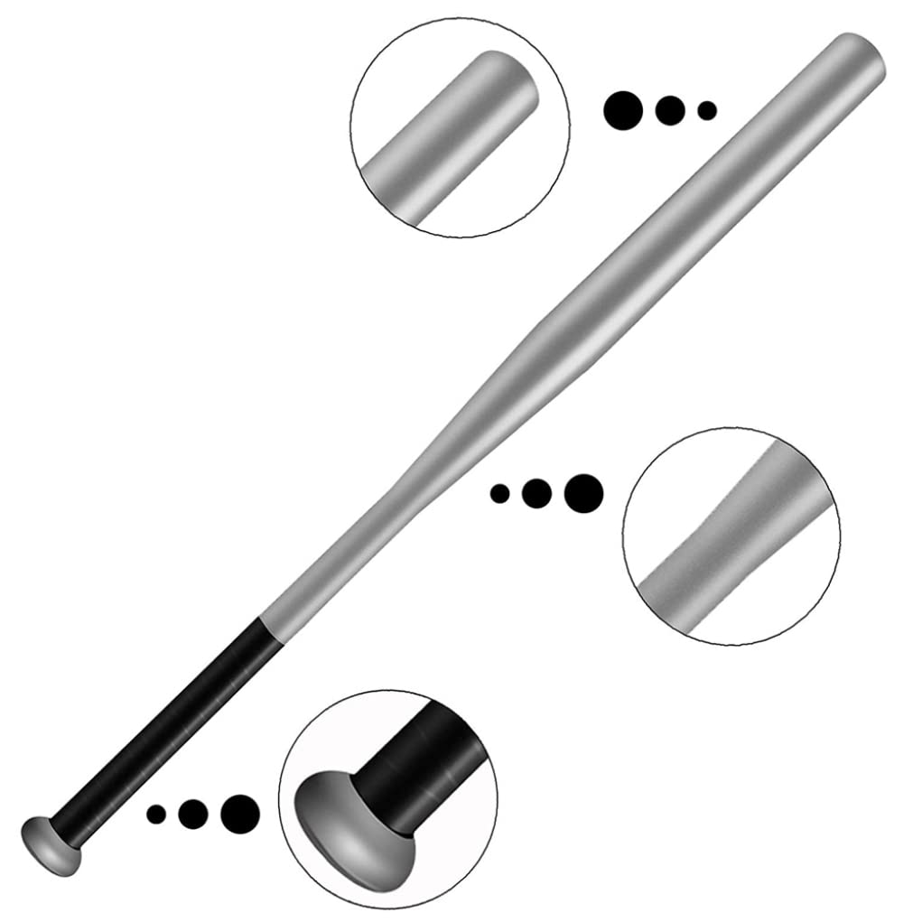 Baseball Bat Lightweight Steel Non-Slip Grip 21inch Practice Training Bat Silver,Sports