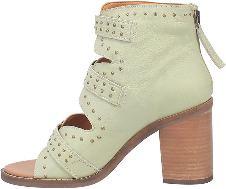 Dingo Womens Ziggy Studded Open Toe Shootie Pumps Dress Casual Casual High Heel 3" & Up - Green - Size 10 M