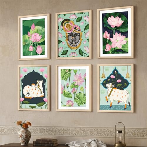 Image of NoWorries Gond Art Wall Paintings | Set of 6 Traditional Indian Art Posters with Synthetic P.S. Moulding Frame - Framed Wall Decor for Living Room & Home Decoration (13x17 Inch, ART ATTACK-2)