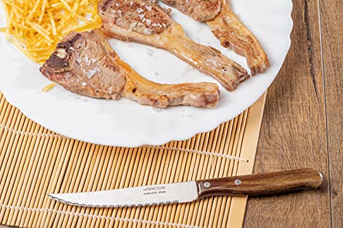 Miniatura 5 de Arcos Cuchillo Chuletero De 4 Pulgadas Con Hoja De 105mm En Acero Inoxidable Y Mango De Madera. Cuchillo Para Carne Apto Para Lavavajillas. Serie Latina. Color Marrón