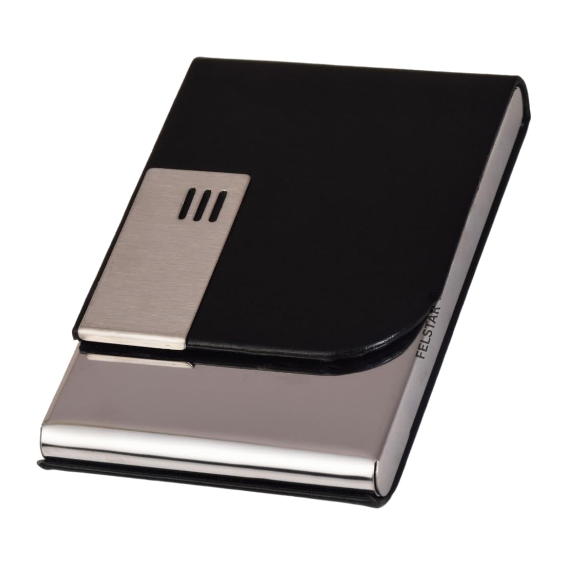 felstar Vertical Card Holder, PU Leather and Stainless Steel Credit Card Wallet, Business Card Holder for Men and Women (Black -9.5 x 1.2 x 6 Cm) (Black)-picture-40