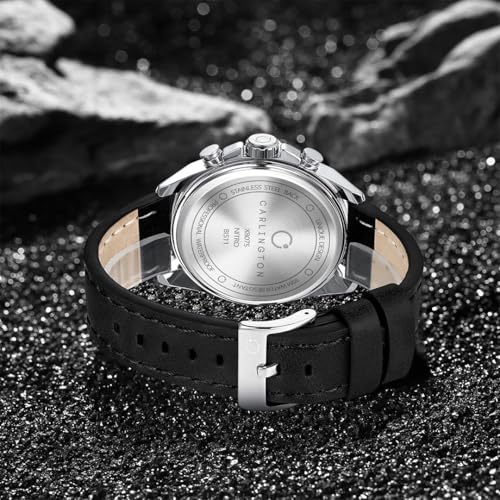 Image of Carlington Nitro Analog Chronograph Men's Premium Leather Strap Wrist Watch | Quartz Movement | Water & Shock Resistant Watch for Men | Casual & Formal Wear - CT 8075