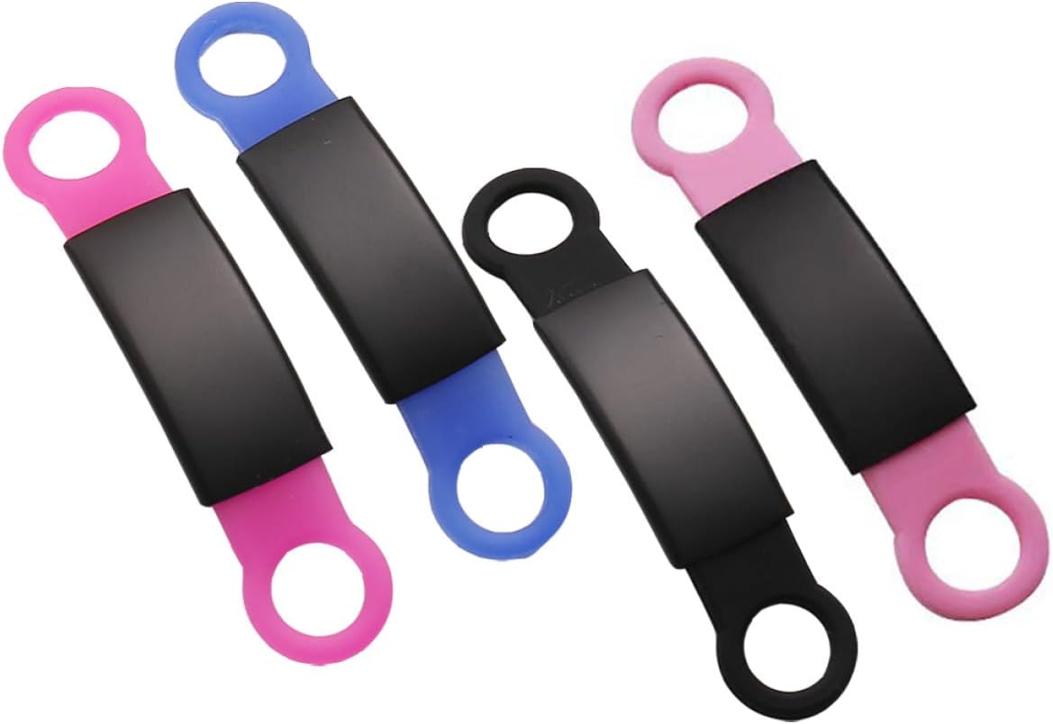 4pcs Pet Cat Dog Id Tags, Engravable Silicone Anti-Lost Collar Tags with Black, Pink, Rose, Blue Colors for Pet Identification and Information Engraving