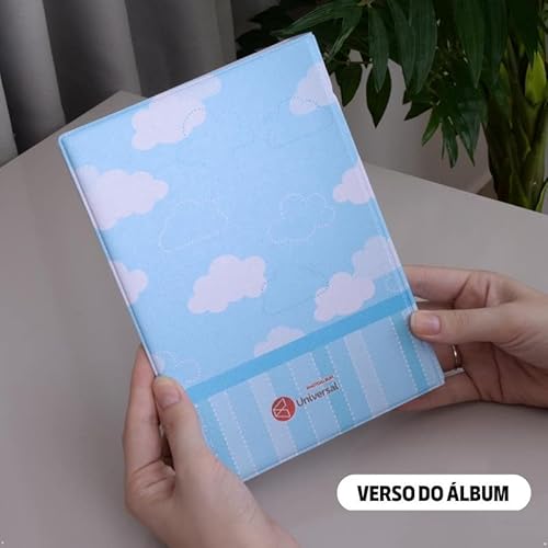 Álbum de fotos 15x21 LUXO NUVEM AZUL Coroa Príncipe Bebê Céu Chuva de Amor Newborn