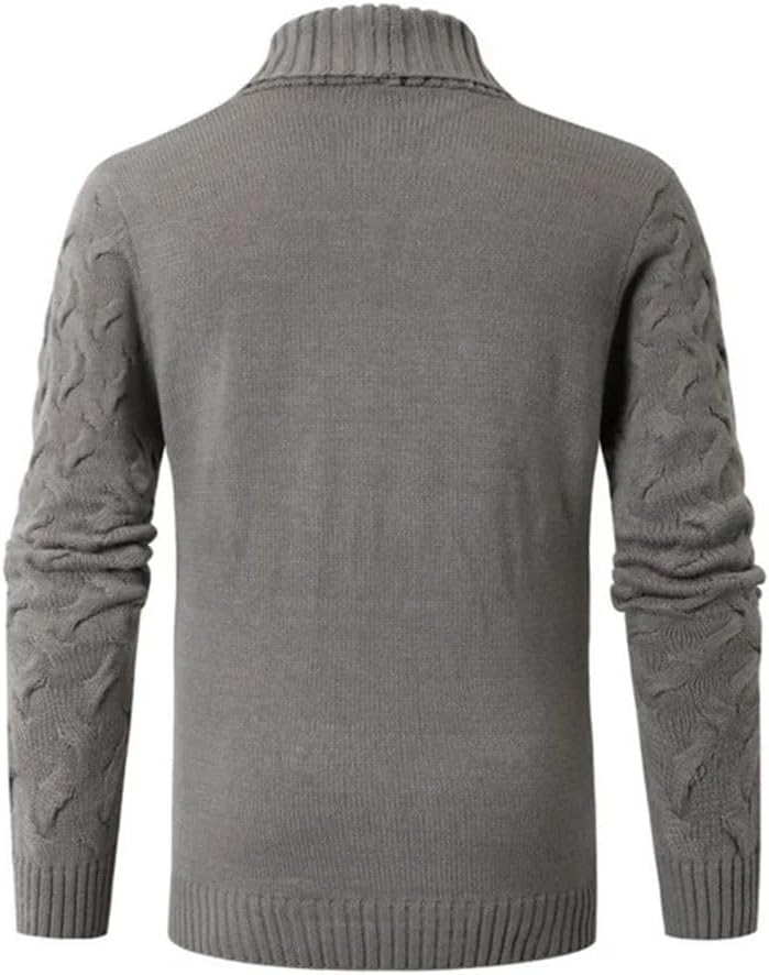 Men's Winter Stylish Thickened Warm Sweater Shawl Collar Double Breasted Knitted Cardigan Coat